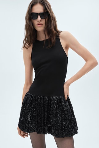Robe jupe boule paillettes - Noir