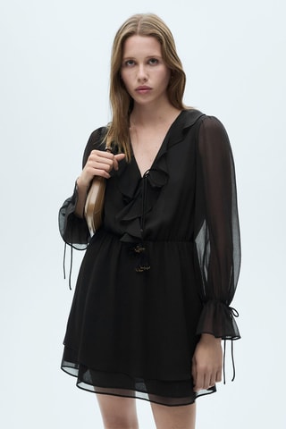 Robe courte à volants - Noir