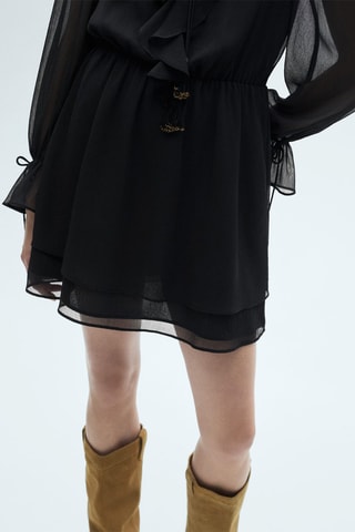 Robe courte à volants - Noir