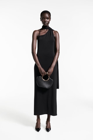 Robe asymétrique col noeud - Noir