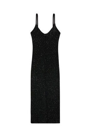 Robe maille détail sequins - Noir