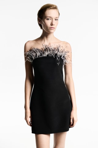 Robe bustier détail plumes - Noir