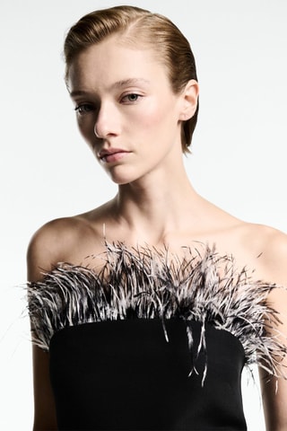 Robe bustier détail plumes - Noir