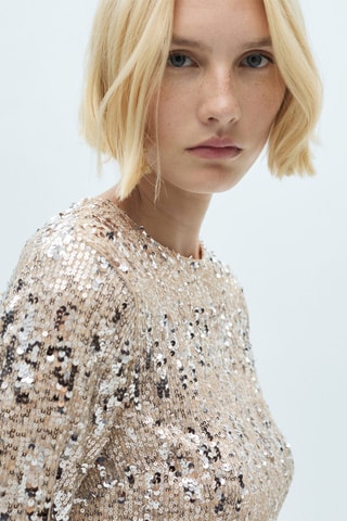 Robe paillettes épaulettes - Argenté