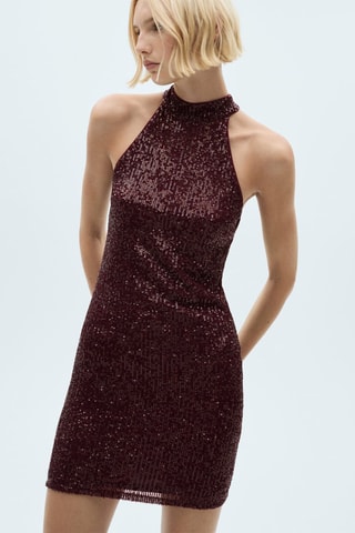 Robe sequins à emmanchures américaines - Bordeaux