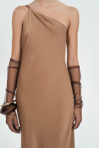 Robe longue asymétrique cape - Beige