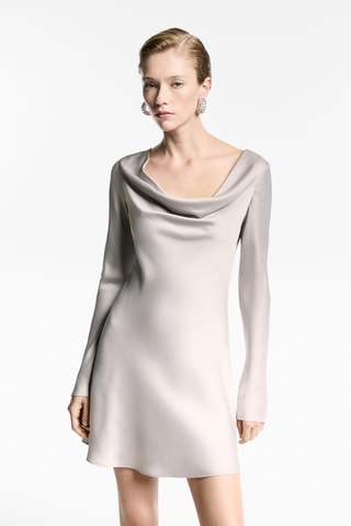 Robe satin col bénitier - Argenté