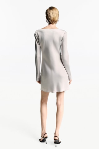 Robe satin col bénitier - Argenté