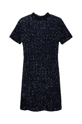 Robe paillettes manches courtes - Bleu nuit