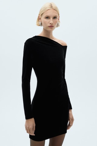 Robe asymétrique velours - Noir