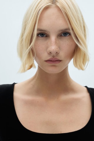 Robe velours décolleté plongeant - Noir