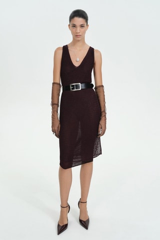 Robe maille ajourée Lurex - Bordeaux