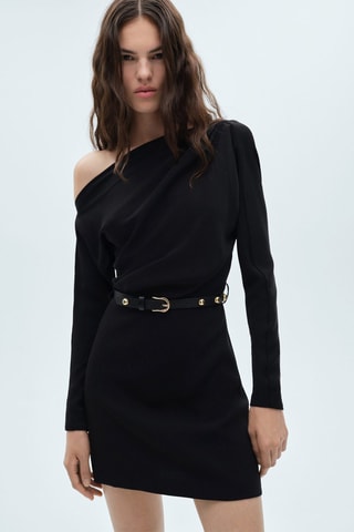 Robe asymétrique ceinture - Noir