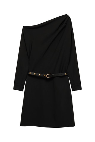Robe asymétrique ceinture - Noir