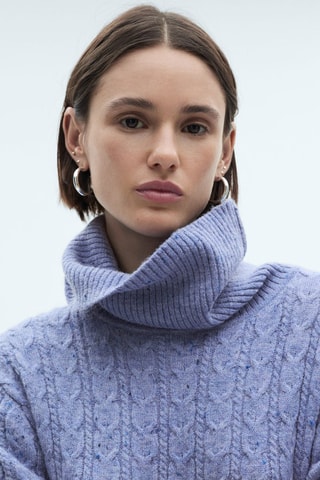 Robe maille col roulé - Bleu clair