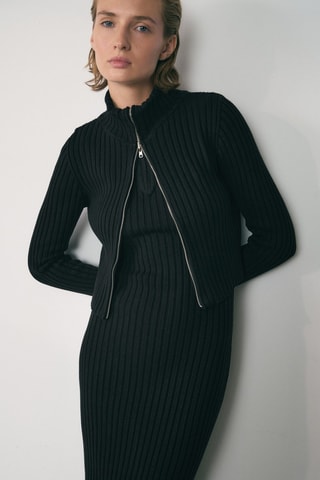 Robe maille combinée fermeture éclair - Noir