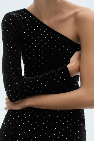 Robe asymétrique strass - Noir