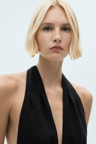 Robe emmanchures détails froncés - Noir