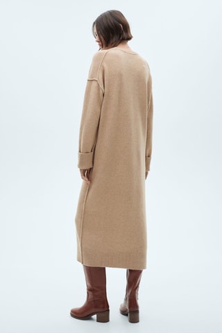 Robe maille bords côtelés - Marron