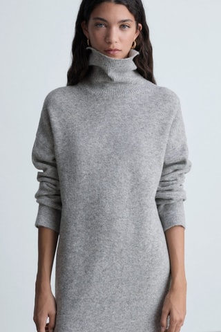 Robe courte maille col roulé - Gris