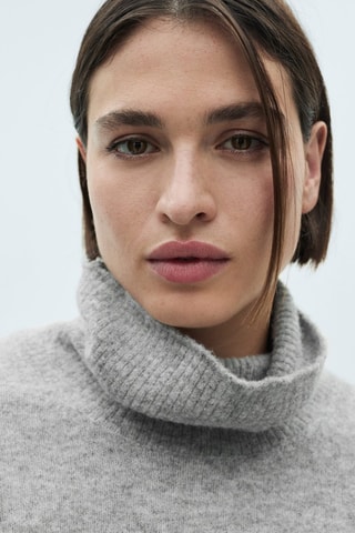 Robe courte maille col roulé - Gris