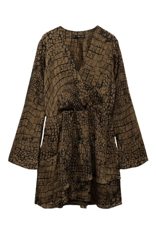 Robe volants en imprimé animal - Marron