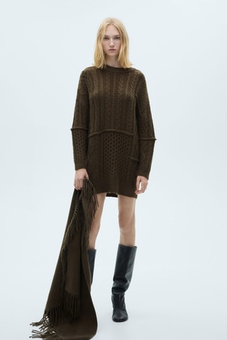 Robe maille torsadée - Kaki