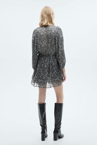 Robe volants en imprimé animal - Noir