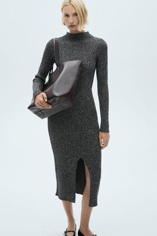 Robe maille jaspée - Noir et blanc