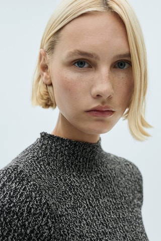 Robe maille jaspée - Noir et blanc