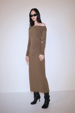 Robe asymétrique ouverture - Marron