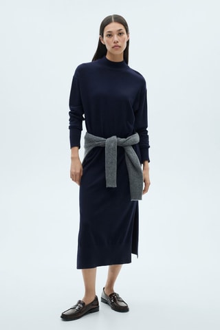 Robe maille col rond - Bleu marine