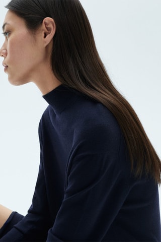 Robe maille col rond - Bleu marine