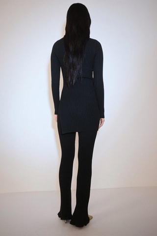 Robe courte maille côtelée - Noir