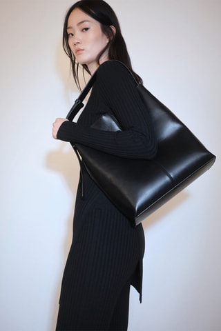 Robe courte maille côtelée - Noir