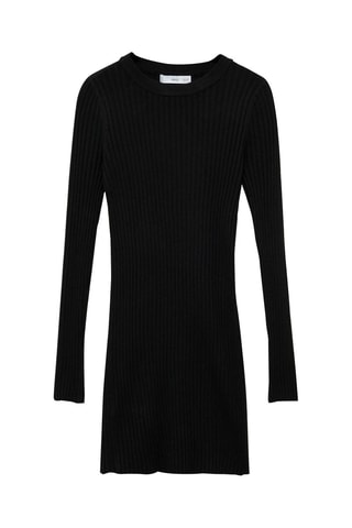 Robe courte maille côtelée - Noir