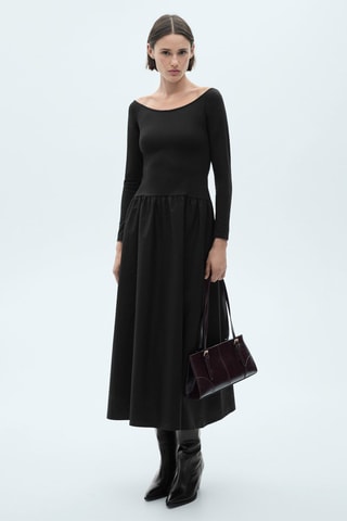 Robe évasée combinée - Noir