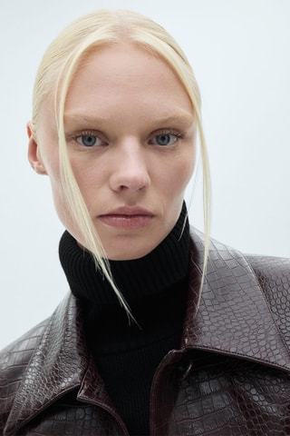 Robe courte maille col roulé - Noir