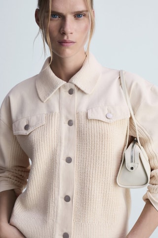 Blouson combiné tricot - Ecru