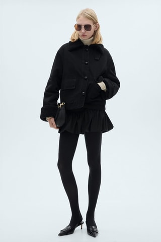 Blouson double face imitation mouton retourné - Noir