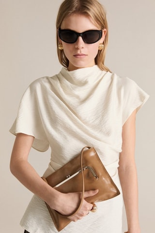 Chemisier drapé texturé - Ecru