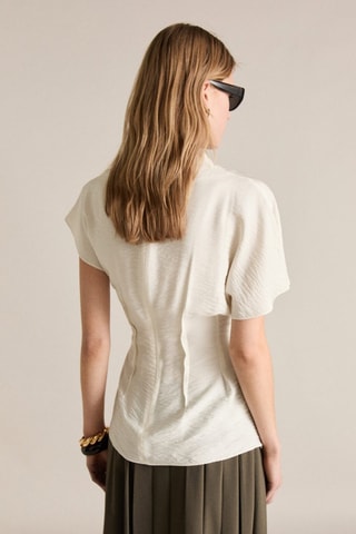 Chemisier drapé texturé - Ecru