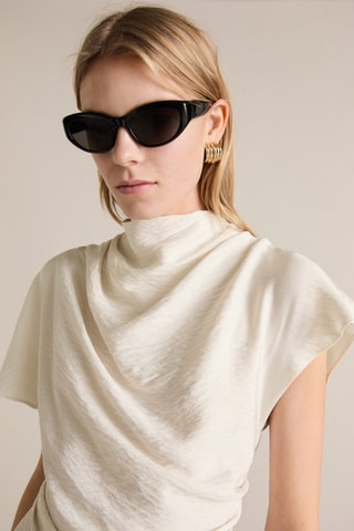 Chemisier drapé texturé - Ecru