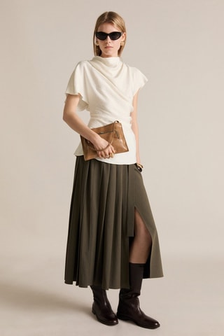 Chemisier drapé texturé - Ecru