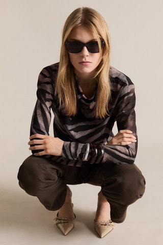 Chemisier satiné zèbre - Marron