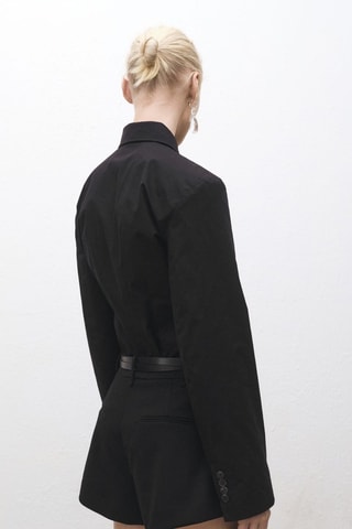 Chemise cintrée à manches sans poignets - Noir