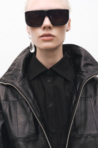 Chemise cintrée à manches sans poignets - Noir