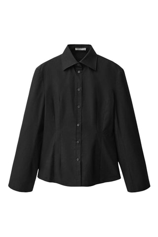 Chemise cintrée à manches sans poignets - Noir