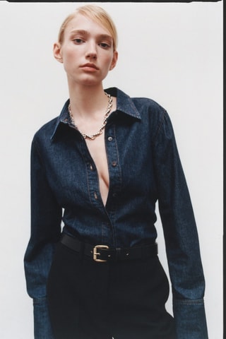 Chemise en jean rinse wash - Bleu