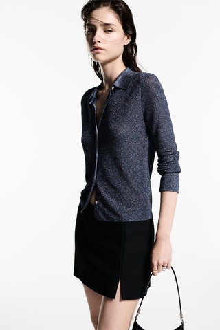 Chemise maille Lurex - Bleu nuit